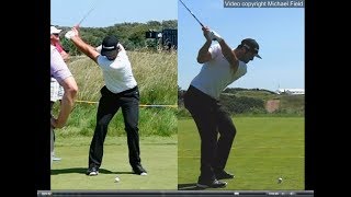 Jon Rahm golf swing  Long Iron faceon amp downtheline July 2017 [upl. by Nawek587]