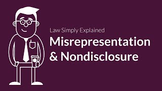 Misrepresentation and Nondisclosure  Contracts  Defenses amp Excuses [upl. by Seeto]