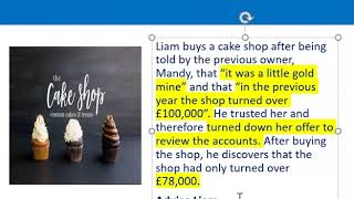 How to apply misrepresentation Liam cupcake scenario [upl. by Davie]