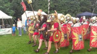 Roman Reenactment at the Amphitheatre in Caerleon Marching In [upl. by Lorac]