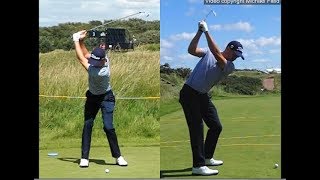 Justin Thomas golf swing  Long Iron faceon amp downtheline July 2017 [upl. by Eizdnil900]