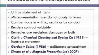 Misrepresentation Lecture 1 of 4 [upl. by Coriss967]